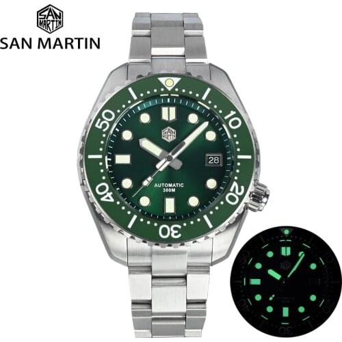 San Martin Dive Watch MM300 NH35 Luxury Men Automatic Mechanical Watch Sapphire Glass Ceramic Bezel Date C3 Super Luminous 30Bar