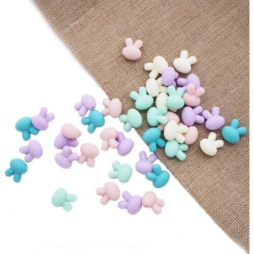 Chenkai 50PCS BPA Free Silicone Rabbit Beads Baby Chewable Soothing Teething Beads For Infant Pacifier Bracelet Necklace Chain