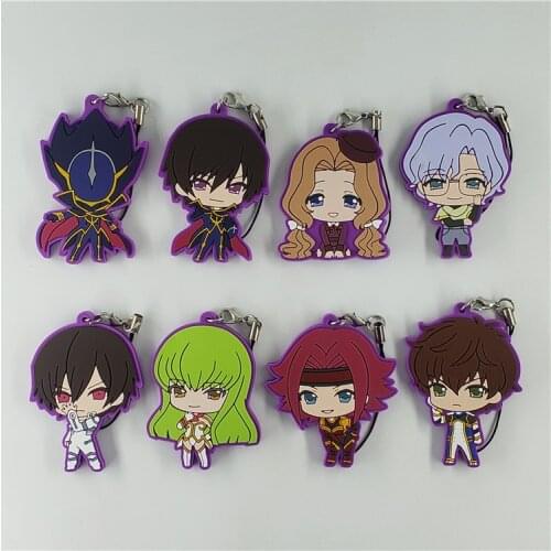 CODE GEASS Lelouch of the Rebellion Anime Lelouch C.C. Kallen Suzaku Nunnally Cute Rubber Strap Keychain