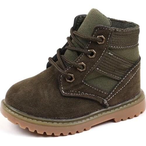 SKOEX Children Fashion Boots Boys Girls Ankle Boots Lace-Up Canvas Sneakers Kids Comfort Workboot Motorcycle Martin Booties
