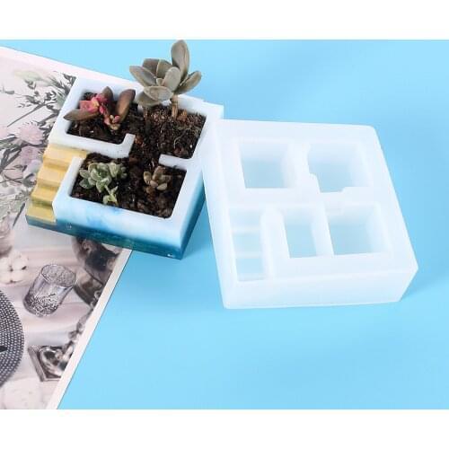 Epoxy Square Building Succulent Flower Pot Resin Molds Plant Container Silicone Mold DIY Handmade Mold Crafts Making Tools