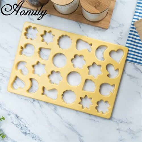 Aomily 24 Holes Multi-shaped Cake Molds Cookie Cutter Baking Pastry Chocolate Candy Jelly Cake Mould Kitchen Baking Stamper Mold