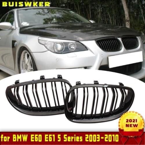 Gloss Black M-Color Front Kidney Grill Grille for 2003-2010 BMW E60 E61 5 Series