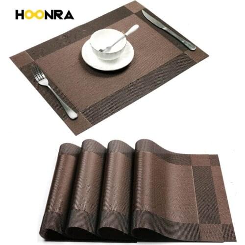 HOONRA Placemats Washable PVC Table Cloth Pad Mat Tablemats Stain-Resistant Dining Disc Bowl Pad Coaster Non-slip PVC Pad