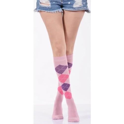 Idilfashion Women Plaid Lower Stocking-Light Pink-B-ART013 (3'LÜ PACKAGE)