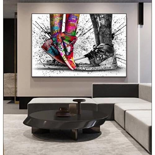 Graffiti Paintings Sports Shoes Sneakers Pictures Canvas Paiting Wall Art Modern Posters and Prints For Living Room Home Decor