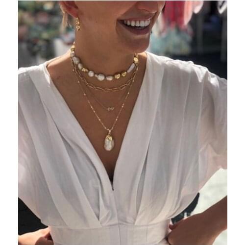 Natural Pearl Alloy Necklace Round Smooth Baroque Bijoux Choker Symbol Of Ladyhood Freshwater Pearl Pulseras Mujer Exquisite