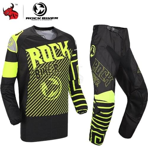ROCK BIKER Motorcycle Jersey + Pants Chaqueta Moto Off-Road Motorbike Riding Jacket Set Summer Motocross Racing Suit Breathable
