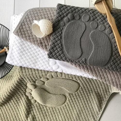 Cotton Bath Mat Blue Gray Bathroom Carpets and Rug Salon Hotel SPA Shower Room Feet Pattern Towel Absorbent Toilet Tub Mat tapis