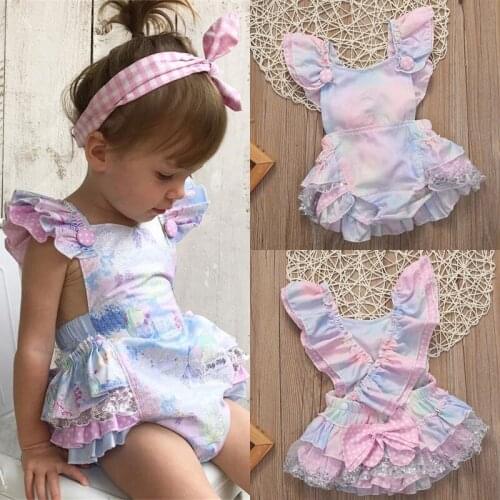 Cute Floral Newborn Baby Girl Rompers Kids Sleeveless Jumpsuit Outfits Sunsuit Clothes Baby Girls Tutu Romper Bow Clothes