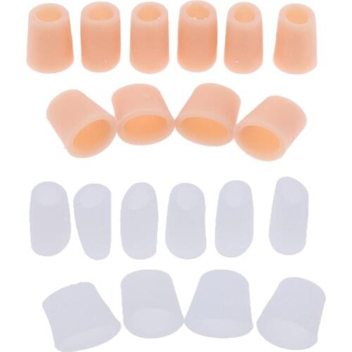 Pack of 5 Pairs, Silicone Toe Tube Sleeves Cushions Protectors for Feet Corn Eye Care, Hallux Valgus Correction