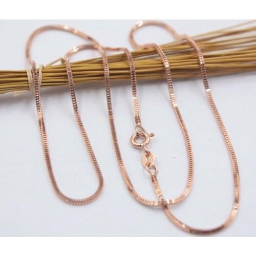 Real 18K Rose Gold Milan Box Chain Women Necklace 16" 18" GUARANTEED 18KT PURE GOLD 1.3mmW Necklace Spring Clasp