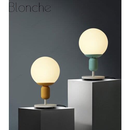 Nordic Modern Table Light for Bedroom Bedside Study Reading Lamp Macarons Ball Simple Desk Lamp for Childrens Room Decor E27