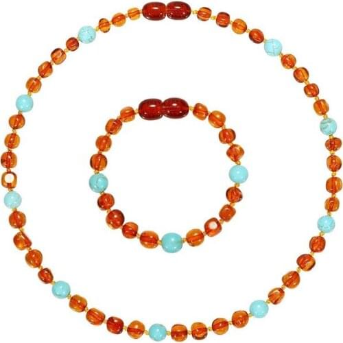 Baltic Sea Natural Amber Necklace Baby Teething Necklace Natural Stone Beaded Bracelet Children Special Jewelry