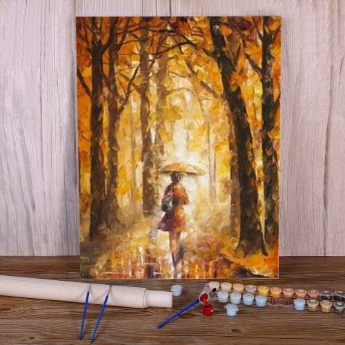 Landscape Rain City Night Street Painting By Numbers Set Acrylic Paints 50*70 Oil Painting Paintings Children Handicraft