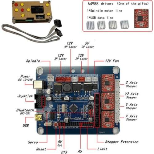 GRBL 1.1 A4988 CNC Control Board 3 Axis Control Laser Engraving Machine Board GRBL Offline Controller