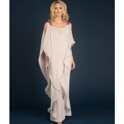 Eightale Mother of the Bride Dresses 2019 Scoop Beaded Straps Long Chiffon Custom Made Evening Dress for Party Gown