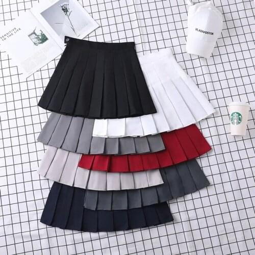 Pleated Skirt Female Black Short Skirt Summer Student Korean Style High Waist A-line Plus Size Slim Half Length Skirt Women