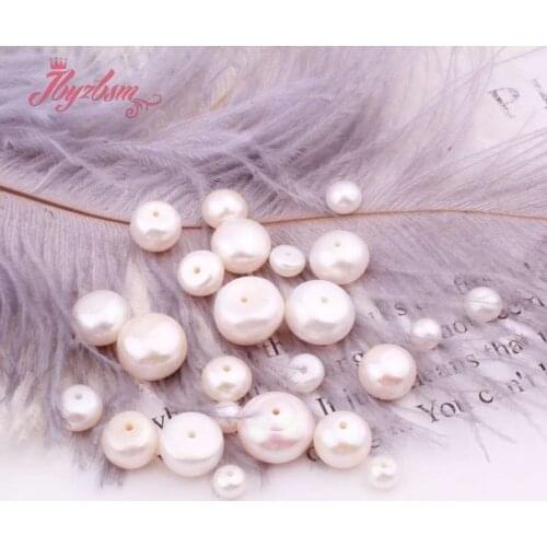 Half Drilling White Freshwater Pearl 3A Grade Button Natural Stone Loose Beads For DIY Earring Rings Jewelry Making 10 Pcs