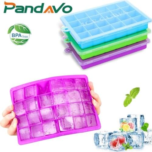 Podndavo 24 Grids Silicone Ice Cube Tray Food Grade Ice Cube Maker Chocolate Ice Cream Jelly Candy Pudding Mold Ice Tray Maker