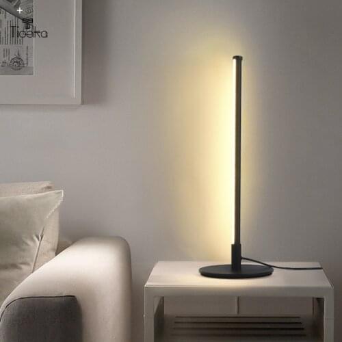 Tiooka INS Line Study-Table-Light Fixture Minimalism 7w Led Table Light Bedside Night Lamp Gold/Black/Silver 220v with Switch