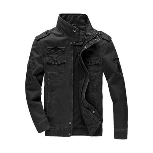 Outdoor Mens military Denim jacket Solid color cotton Air force one jean coat army soldier Washing male outwear Plus size M~6XL