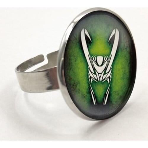 Loki God of Mischief glass Ring choker vintage statement Ring jewelry