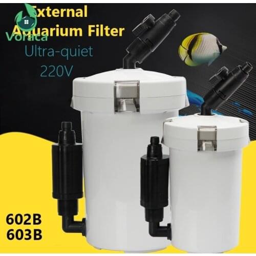 220V 6W 400L/H External Aquarium Filter Canister Ultra-quiet Fish Tank Filter Bucket Aquarium Adjustable Flow HW-603B/HW-602B