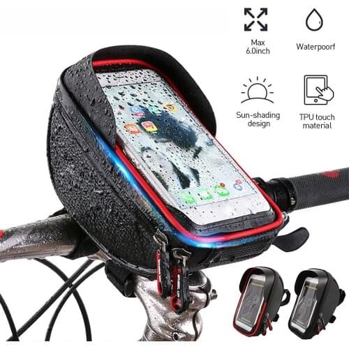 Waterproof Bike Bag Bicycle Handlebar Cycling Riding Touch Screen Phone Case Poouch Bag For 6.5in Mobile Phone