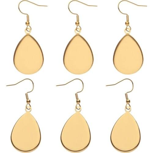 Xinyao 6pcs Stainless Steel Drop Tray Pendant 25mm Steel Color Gold Rose gold Trays Cabochon for DIY Base Setting