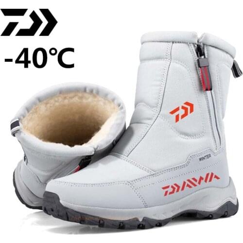 Daiwa Fishing 2021 Winter Shoes For Men Warm Snow Boots Mid-calf Shoes Thick Plush Winter Boots For -40 Degrees Men Cotton Shoes