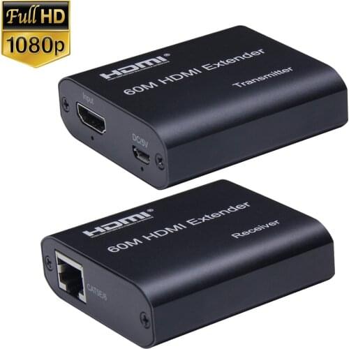 1080P HDMI-compatible Extender Transmitter Receiver Over Cat5e/Cat6 RJ45 Ethernet Extender Loop Cable up to 60m For PS4 DVD HDTV