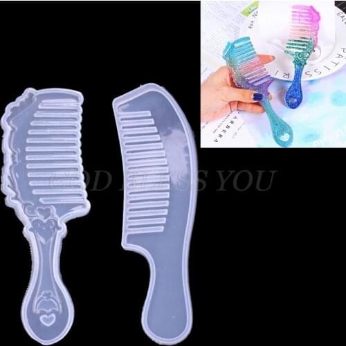 2 Shapes Comb 3D Transparent Epoxy Resin DIY Mold for DIY Comb Casting Silicone Mold Art Craft Making Handmade Comb Gift