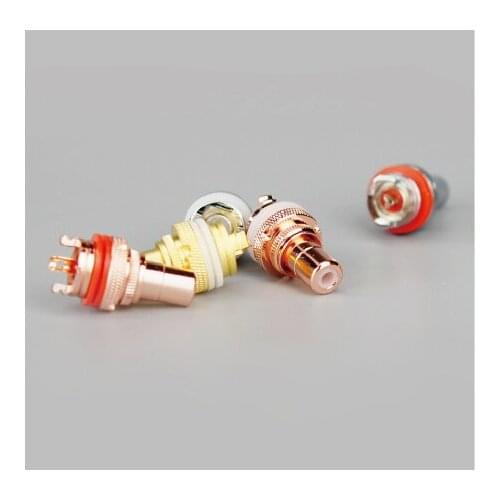 2PCS hifi full copper rhodium plating gold lotus seat RCA amplifier lotus socket audio terminal
