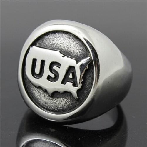 2015 Newest Ring 316L Stainless Steel United States Style USA Map Ring
