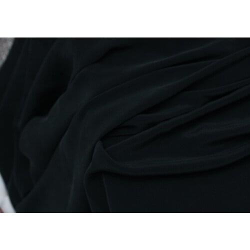 2019 Black Summer Style 100% Silk Crepe De Chine Black Patchwork For Pants Dress Sewing Many Types 14/16/20/30 Momme 114cm 140cm