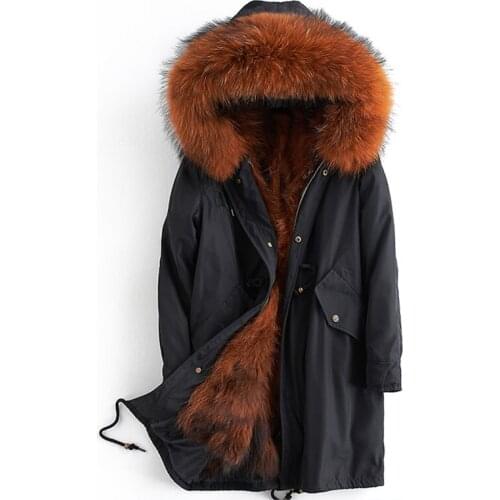 2020 New Winter Coat Women Raccoon Fox Fur Liner Female Korean Parka Mid-length Coat Detachable Jacket Oversized Plus Size