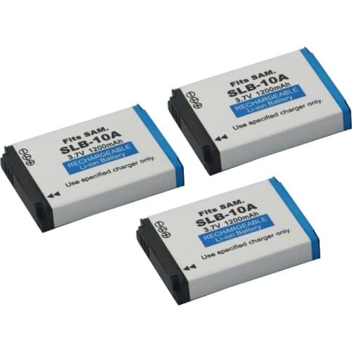 3pcs SLB-10A SLB 10A Replacement Battery For Samsung SL102 SL202 SL420 SL620 SL820 HZ10W HZ15W ES55 L100 L110 L200 L210 L310W