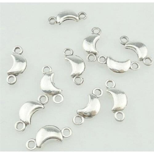 30pcs Vintage Metal New Moon Crescent 14*6*2.5mm Charms Connector DIY Fashion Pendant for Jewelry Making Earrings Bracelet 16843