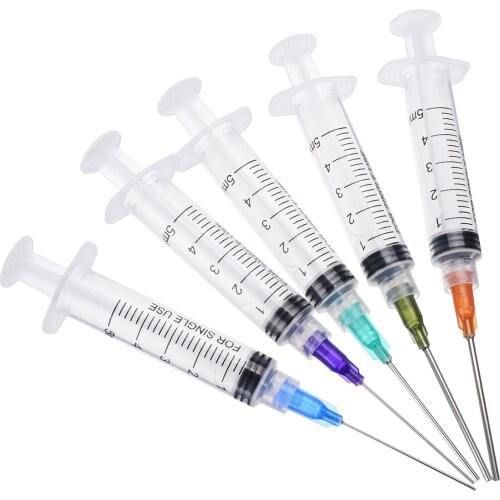 5 Piece 5ml Syringe Crimp Sealed Chemical Needle Tips Plastic Transparent Syringes For Glue Oil Ink Measuring Tools