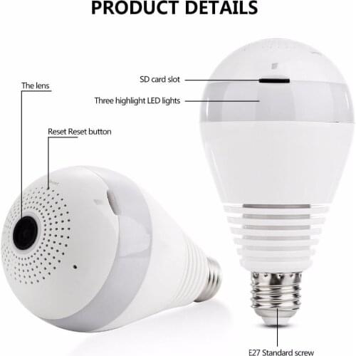 Wireless Light Bulb Camera 360-degree Panoramic Wifi Network Monitor 1080 Hd Night Vision Version Camera wireless design