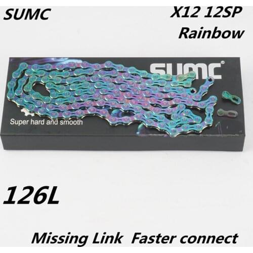 SUMC OIL SLICK Bicycle Chain EX9/10/11/12 Speed Super Light Semi -Hollow Missing Link Faster Connecting Rainbow Colorful Chain