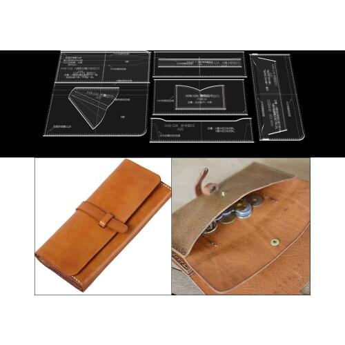 DIY Leather craft Long Wallet Coin Purse Stencil Sewing Pattern Durable Acrylic Wallet Leather Template