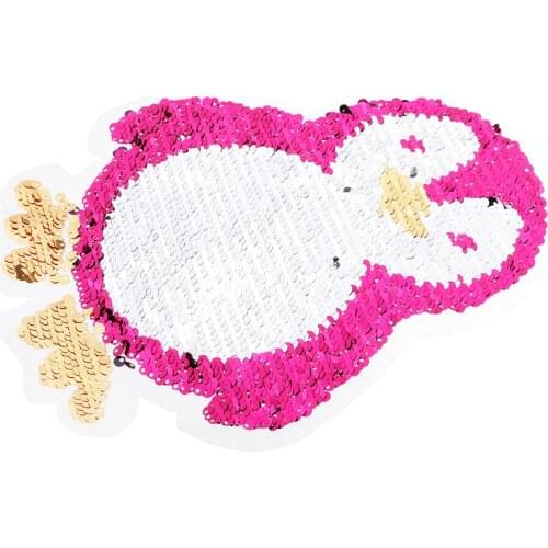 Double Side Embroidered Penguin Sew On Sequins Patch Fabric Applique Crafts