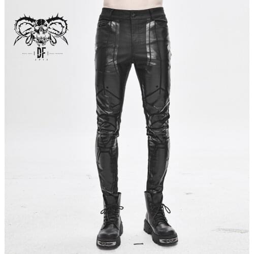 Devil Fashion Mens Gothic Skinny Long Pants Anime Pattern Tight Daily Casual Trousers
