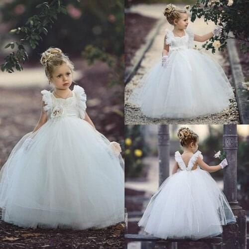 Elegant Flower Girl Dresses Sleeveless Tulle Little Kids Satin First Communion Dresses for Pageant banquet gown