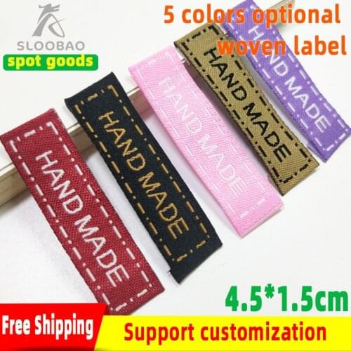 FreeShipping100pcsMixDIYHandMadeLetterFabricLabelsSewingAccessoriesCottonMainLabelsForT-shirtBabyLothingClothingLabel4.5X1.5CM