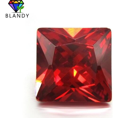 High Quality 1.5*1.5mm~12*12mm 5A Square Shape Princess Cut Garnet Cubic Zirconia Stone Loose CZ Synthetic Gems For Sale