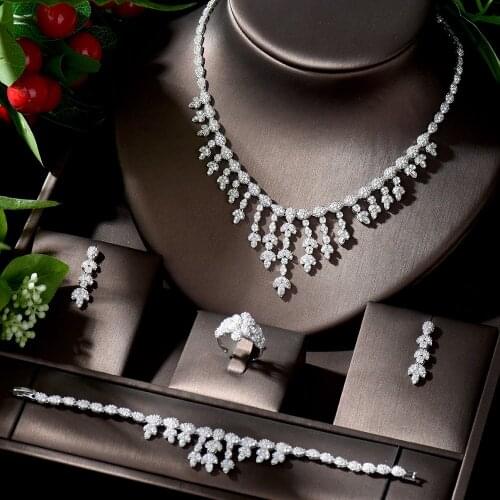 HIBRIDE Fashion Jewelry Set for Girls Attractive Wedding Bridal Jewelry Pendent Sets With Sparkling Crystal Zirconias N-1336
