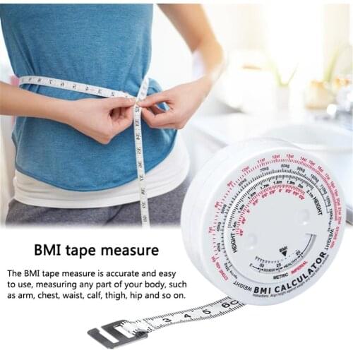Body Mass Measuring Tape Measure 150cm BMI Calculator Fitness Weight Loss Muscle Fat Test Push-Button Retract Tools